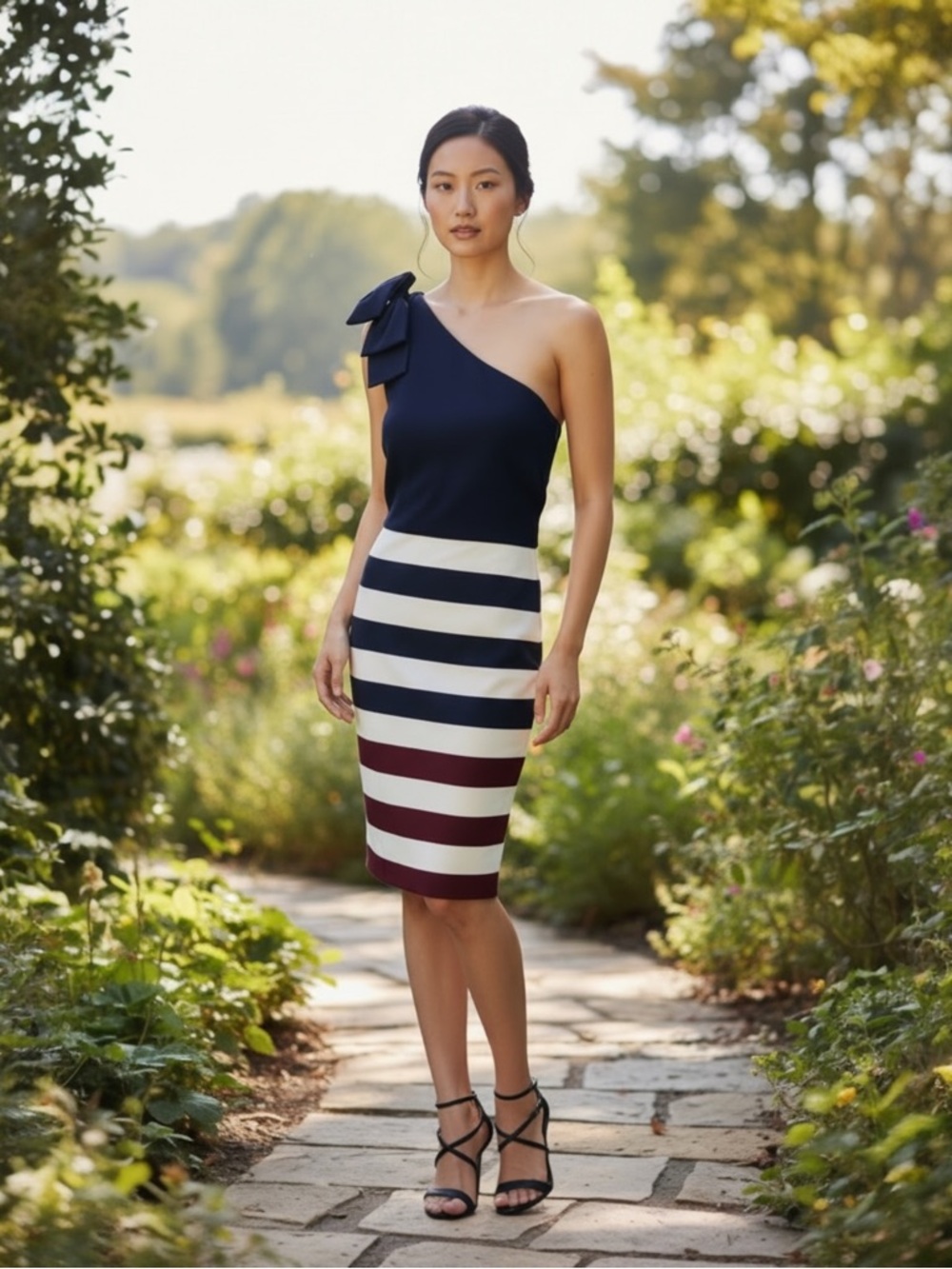 NWT Ted Baker Hilila Stripe One Shoulder Size 2 $309